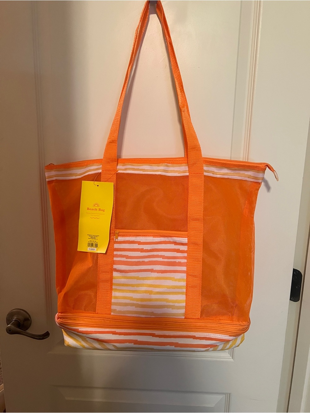 Target Sun Squad Summer Tote Orange Yellow Zip Cooler Beach Pool NWT